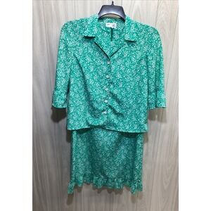 BLAIR Women's (Size PS) 3/4 Sleeve Collared Button‎ Down Dress 2 PC Polyester